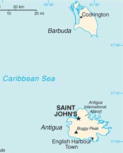 Mapa de Antgua e Barbuda
