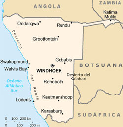 Mapa da Nambia