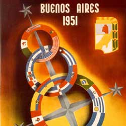Histria dos Jogos Pan-Americanos - Detalhe do pster dos primeiros Jogos Pan-Americanos - Buenos Aires - 1951