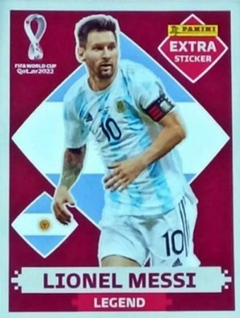 Figurinhas extras de Lionel Messi do lbum de figurinhas da Copa do Mundo de Futebol - Foto: Panini/Divulgao