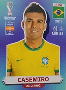 Figurinha de Casemiro - Jogador da Seleo Brasileira na Copa do Mundo de Futebol de 2022 no Catar (Qatar) - Foto: Panini/Divulgao