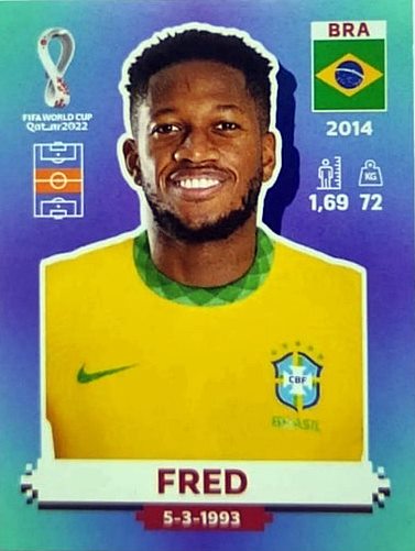 Figurinha de Fred - Jogador da Seleo Brasileira na Copa do Mundo de Futebol de 2022 no Catar (Qatar) - Foto: Panini/Divulgao