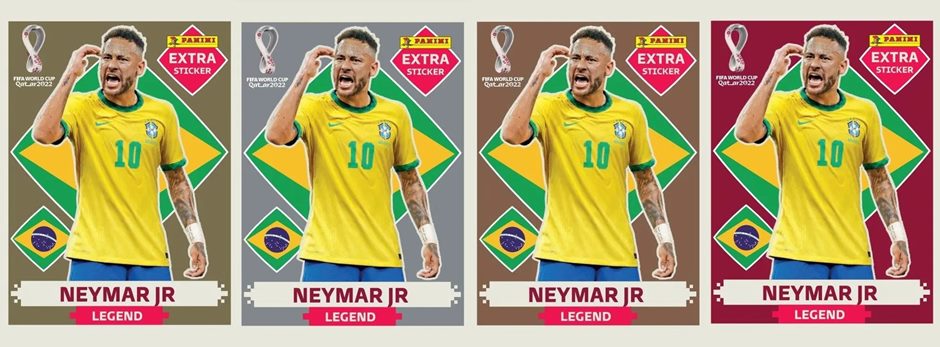 Figurinhas extras de Neymar do lbum de figurinhas da Copa do Mundo de Futebol - Foto: Panini/Divulgao