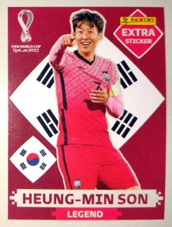 Figurinhas extras de Son Heung-min do lbum de figurinhas da Copa do Mundo de Futebol - Foto: Panini/Divulgao