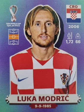 Figurinha de Luka Modric - Jogador da Seleo Croata na Copa do Mundo de Futebol de 2022 no Catar (Qatar) - Foto: Panini/Divulgao