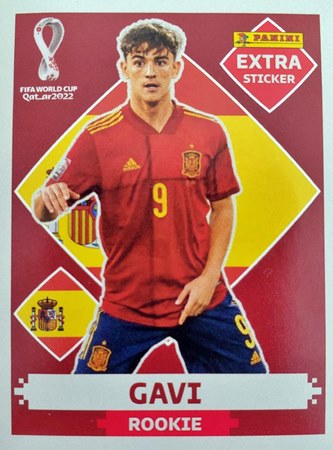 Figurinhas extras de Gavi do Álbum de figurinhas da Copa do Mundo de Futebol - Foto: Panini/Divulgação
