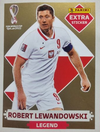 Figurinhas extras de Robert Lewandowski do lbum de figurinhas da Copa do Mundo de Futebol - Foto: Panini/Divulgao