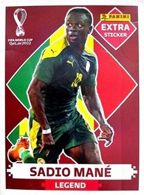 Figurinhas extras de Sadio Mané do Álbum de figurinhas da Copa do Mundo de Futebol - Foto: Panini/Divulgação