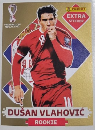 Figurinhas extras de Duan Vlahovic do lbum de figurinhas da Copa do Mundo de Futebol - Foto: Panini/Divulgao