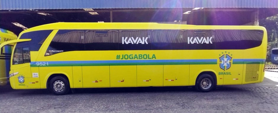 Autocarro / Ônibus da Seleção Brasileira na Copa do Mundo de 2022 no Catar (Qatar) Foto: Divulgação Kavak