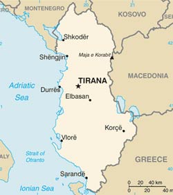 Mapa da Albânia
