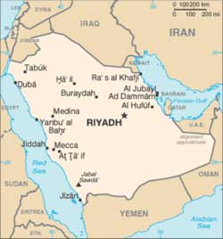 Mapa da Arábia Saudita