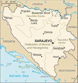 Mapa da Bósnia e Herzegovina