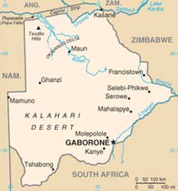 Mapa do Botswana