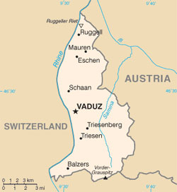 Mapa da Liechtenstein