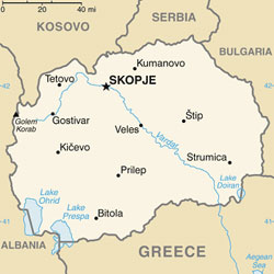 Mapa da Macedônia do Norte