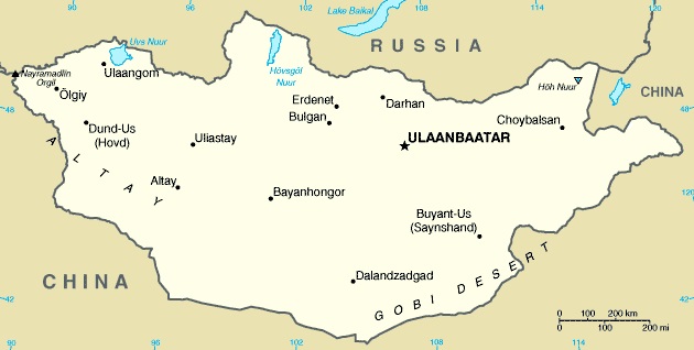 Mapa da Mongólia