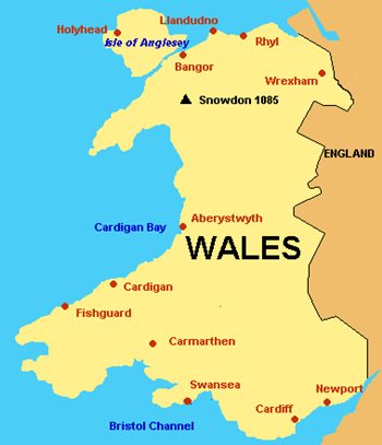 Mapa do Pas de Gales
