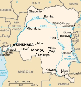 Mapa da República Democrática do Congo