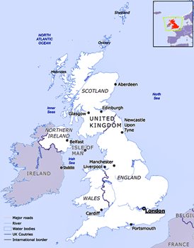 Map of the Great Britain (United Kingdom)