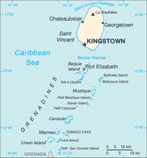 Mapa de São Vicente e Granadinas