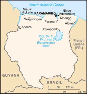 Mapa do Suriname