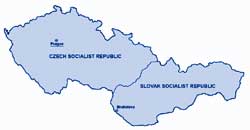 Mapa da Tchecoslovquia