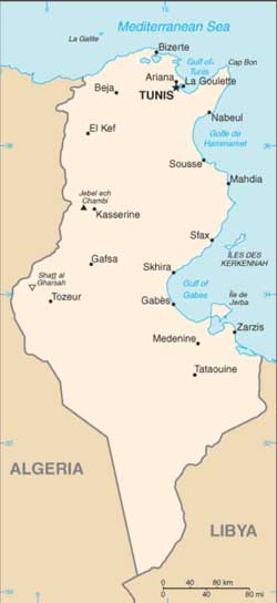 Mapa da Tunísia