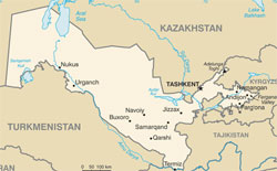 Mapa do Uzbequisto